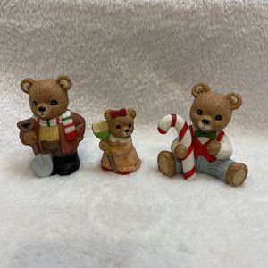 HomCo Country Christmas Teddy Bear Figurines Vintage Set Of 3 (2) 5101  (1) 5211